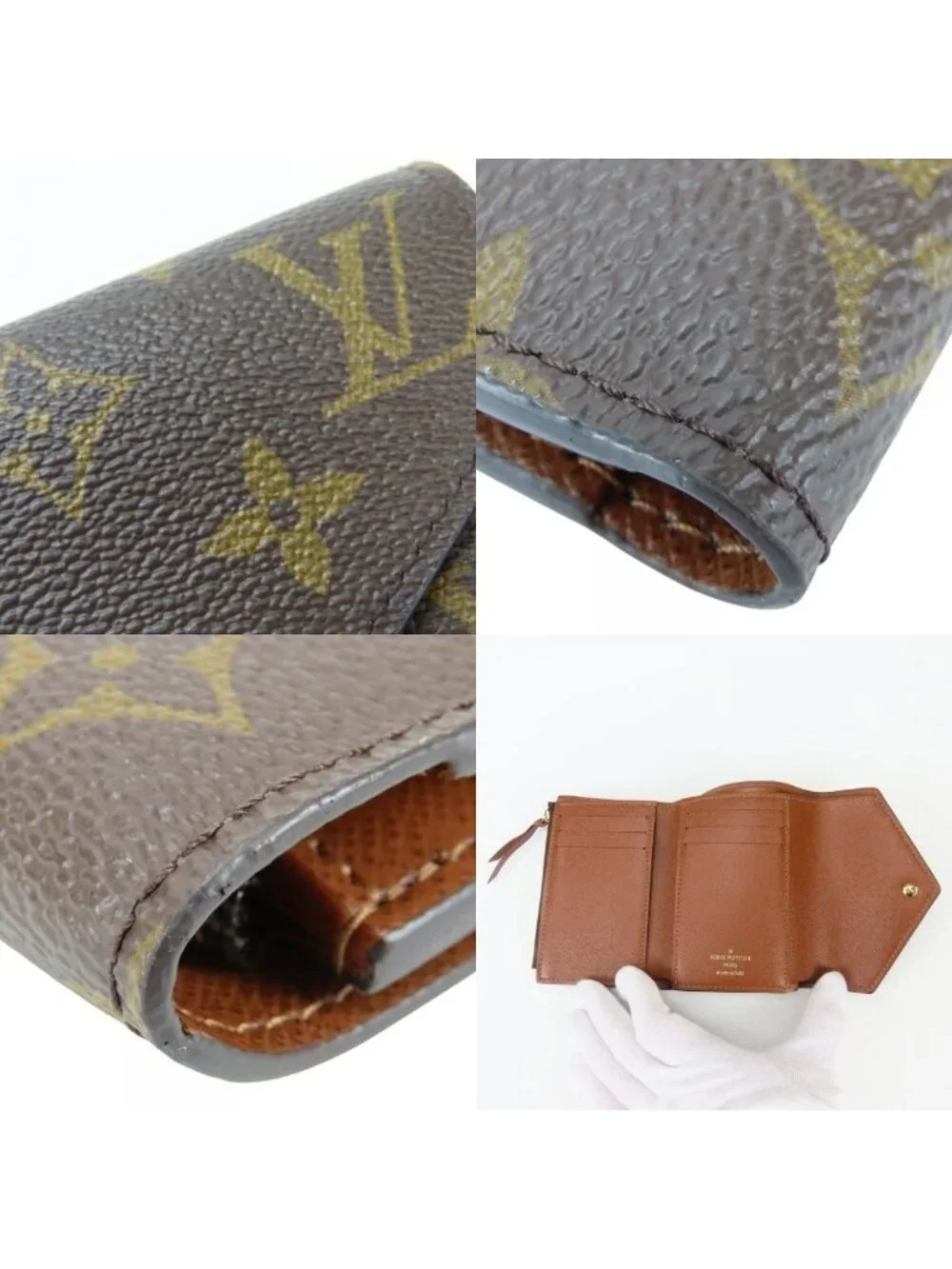 Louis Vuitton Trifold Wallet Portefeuille Victorine Monogram Brown Compact Coin